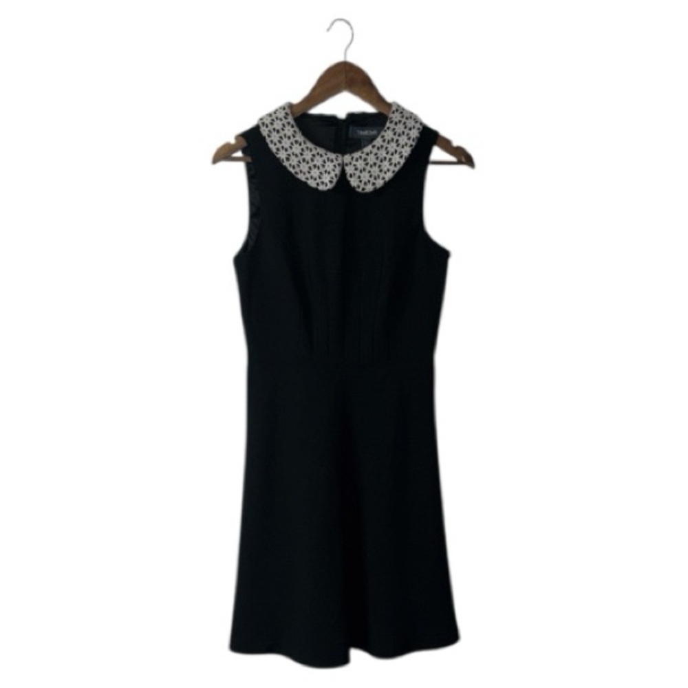ModCloth Black White Collar Cocktail Dress Midi Length Wednesday Victorian 4